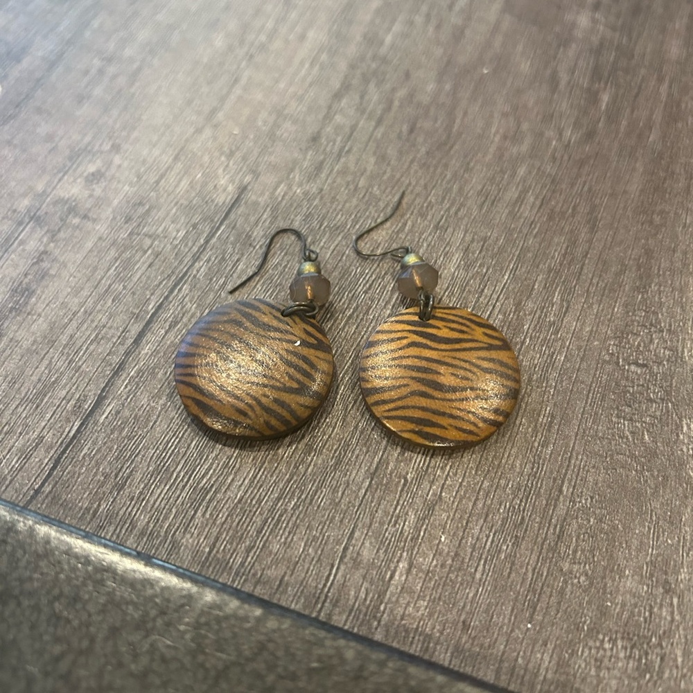 Brown Zebra Print Earrings